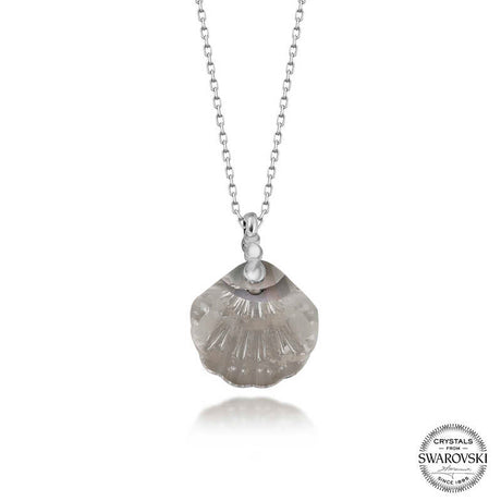 Sterling Silver Necklace - Elegant Swarovski Crystal Seashell Pendant