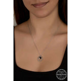 Sterling Silver Necklace - Beaded Circle with Sparkling Swarovski Crystal