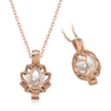 Necklace - Rose Gold Tone Pearl Lotus Locket