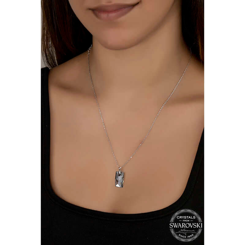 Sterling Silver Faceted Swarovski Crystal Pendant Necklace