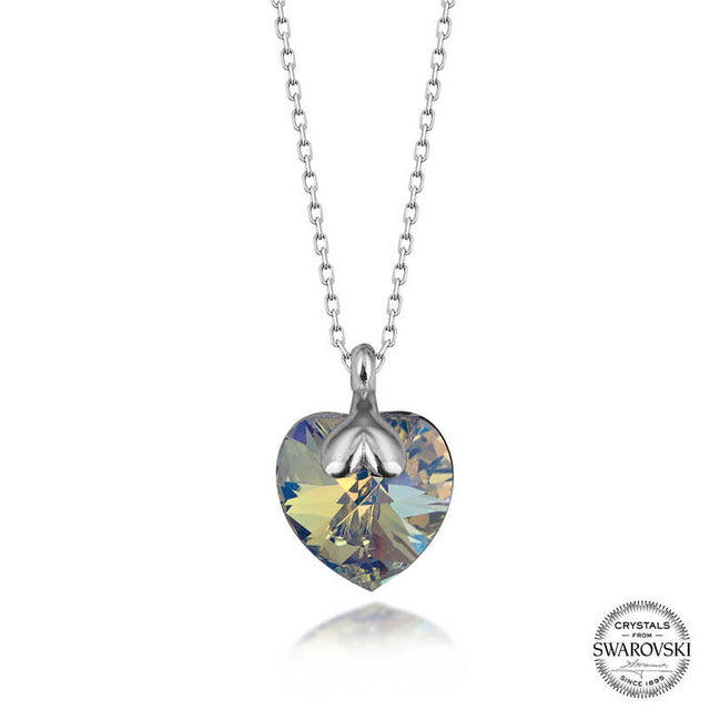 Sterling Silver Swarovski Crystal Heart Pendant Necklace