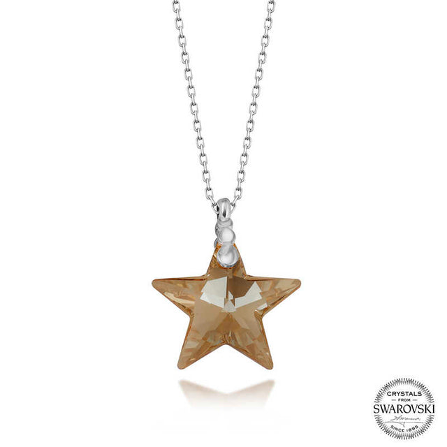 Sterling Silver Necklace - Sparkling Swarovski Crystal Star