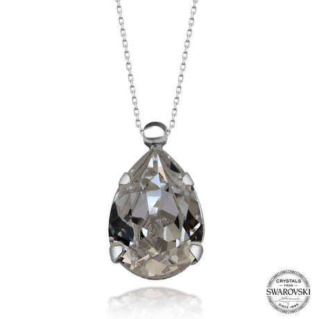 Sterling Silver Necklace - Swarovski Crystal Pear Drop Pendant