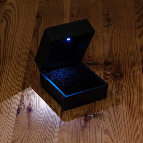 Light-Up Black Velvet Ring Box - Elegant LED Proposal Display