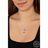 Swarovski Crystal Baguette Pendant Necklace - Sterling Silver Beaded Chain