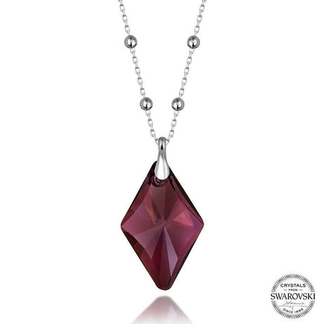 Swarovski Crystal Necklace - Sterling Silver Faceted Amethyst Kite Pendant