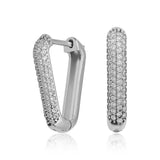 Hoop Earrings - Silver-Tone Pave Crystal Geometric