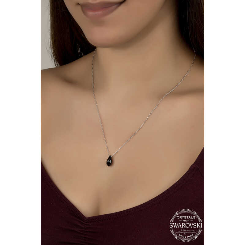 Necklace - Sterling Silver Faceted Drop Cut Swarovski Crystal