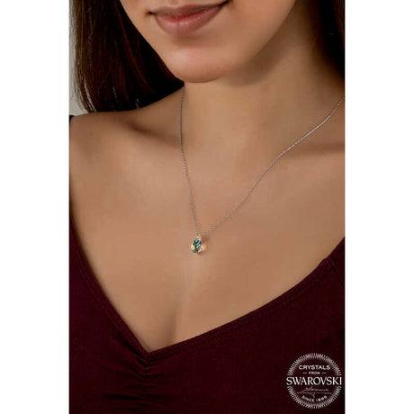 Sterling Silver Necklace - Faceted Swarovski Crystal Drop Pendant