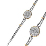 Sterling Silver Seal of Solomon Men's Byzantine Chain Bracelet