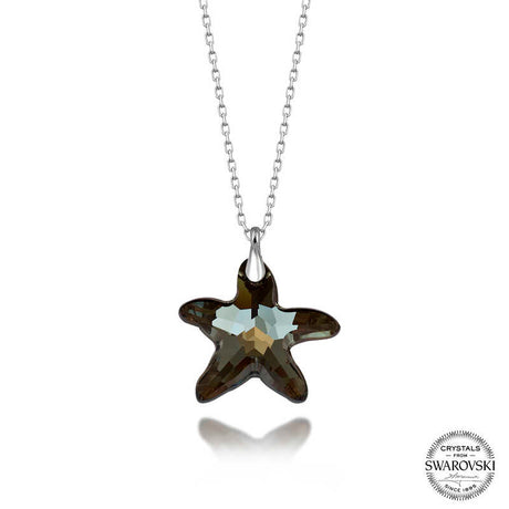 Necklace - Sterling Silver Swarovski Crystal Starfish Pendant