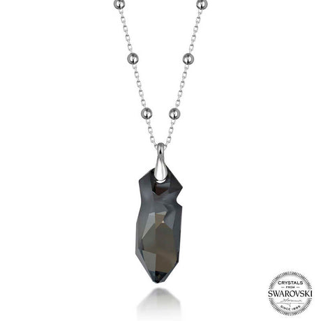 Necklace - Swarovski Crystal Abstract Pendant Beaded Silver Chain