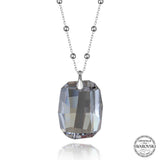Swarovski Crystal Pendant Necklace - Sterling Silver Faceted Design