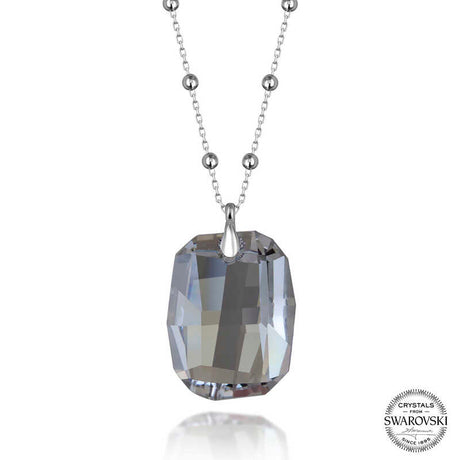 Swarovski Crystal Pendant Necklace - Sterling Silver Faceted Design