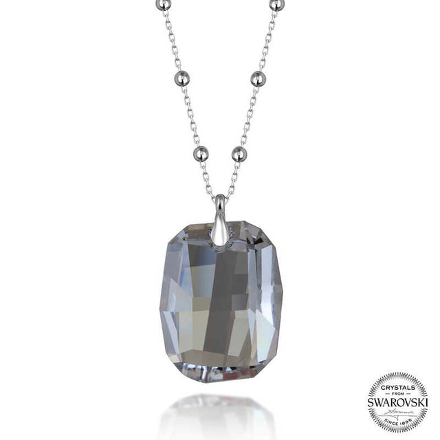 Swarovski Crystal Pendant Necklace - Sterling Silver Faceted Design