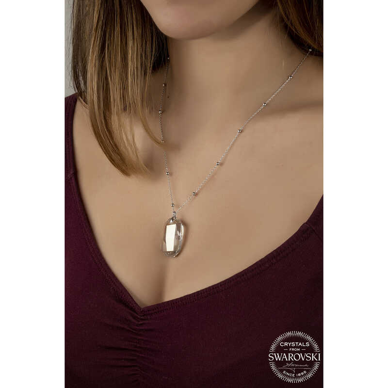 Swarovski Crystal Pendant Necklace - Sterling Silver Faceted Design