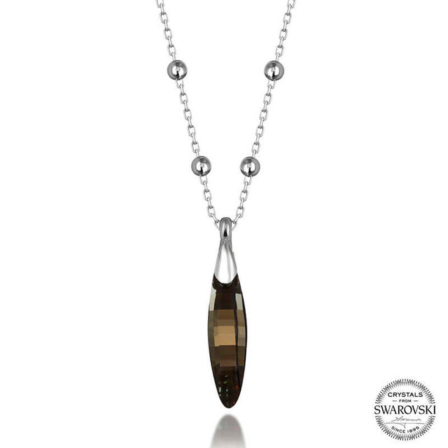 Swarovski Crystal Sterling Silver Bar Pendant Necklace