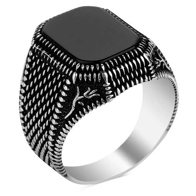 Premium Silver Onyx Stone Men's Ring