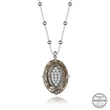 Necklace - Silver Swarovski Crystal Oval Statement Pendant