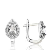 Sterling Silver Teardrop Halo Dangle Earrings