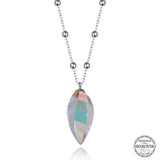 Sterling Silver Necklace - Faceted Iridescent Swarovski Crystal Pendant