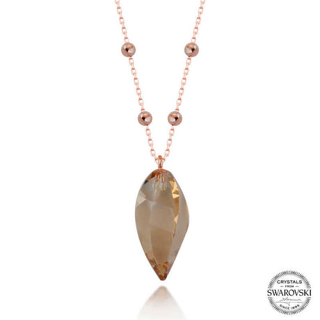 Necklace - Rose Gold-Plated Sterling Silver with Faceted Swarovski Crystal