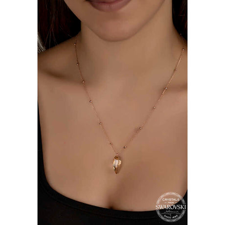 Necklace - Rose Gold-Plated Sterling Silver with Faceted Swarovski Crystal