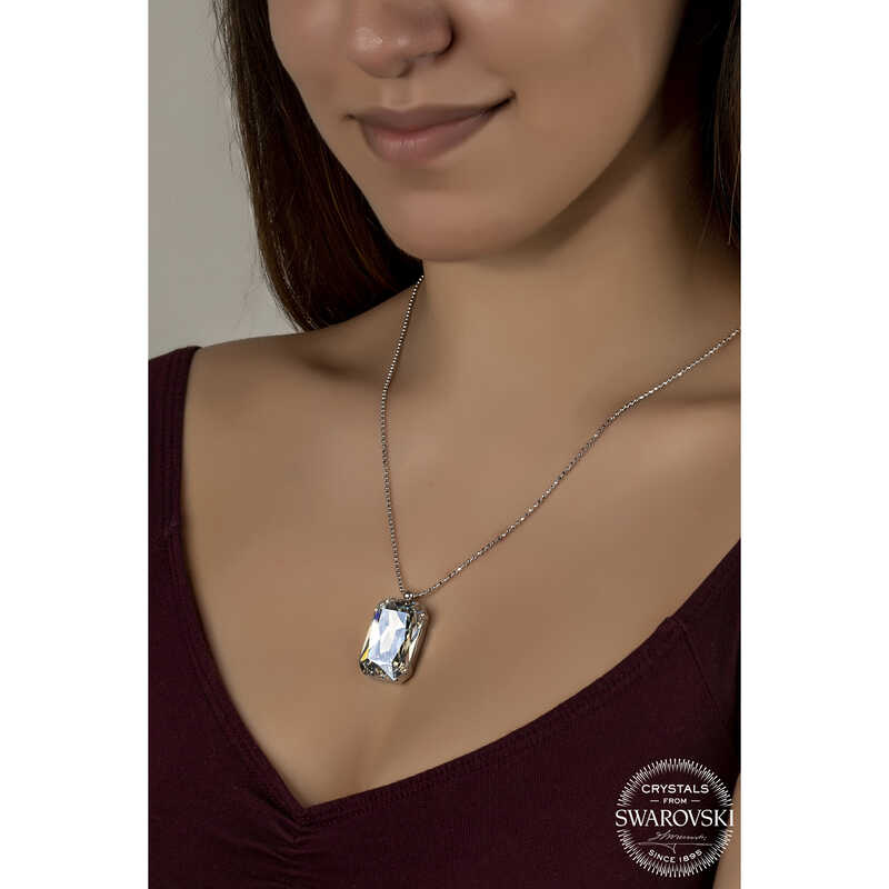 Necklace - Swarovski Crystal Shimmer Rectangular Pendant