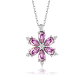 Necklace - Sterling Silver Purple Lotus Flower Pendant
