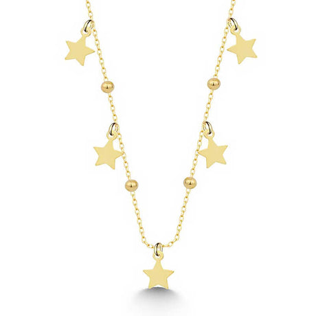 Necklace - Gold-Tone Dainty Star & Bead Charm Necklace