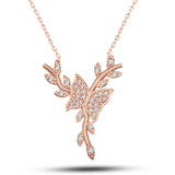 Necklace - Rose Gold Tone Zirconia Butterfly Branch