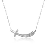 Sterling Silver Crystal Zulfiqar Sword Symbolic Necklace