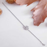 Bracelet - Sterling Silver Sparkling Heart Clover Charm