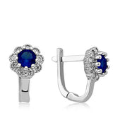 Sterling Silver Sapphire Zirconia Floral Halo Earrings