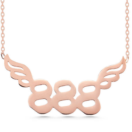 Necklace - Rose Gold Plated Winged 888 Angel Number Pendant