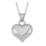 Sterling Silver Puffed Heart Pendant Necklace - Classic & Elegant