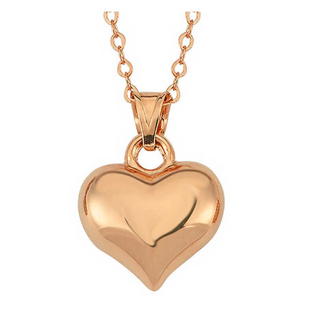 Necklace - Rose Gold-Tone Dainty Puffy Heart Charm Pendant