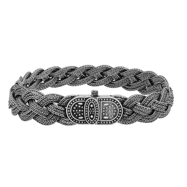 Bracelet - Sterling Silver Oxidized Braided Link Statement Design