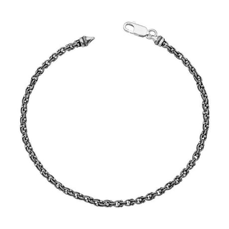 Bracelet - Oxidized Sterling Silver Albanian Rope Chain