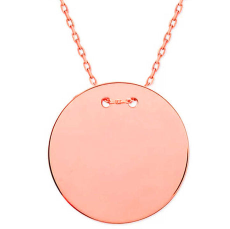 Rose Gold Plated Disc Necklace - Minimalist Round Pendant