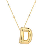 Gold-Tone Puffed Initial D Necklace - Modern Statement Jewelry
