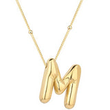 Necklace - Gold-Plated Chunky Bubble M Initial Pendant
