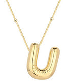 Gold-Tone Puffy U Initial Necklace - Statement Letter Pendant