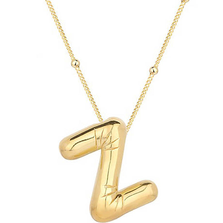 Necklace - Chic Gold-Tone Puffy Initial Letter Z Pendant Necklace