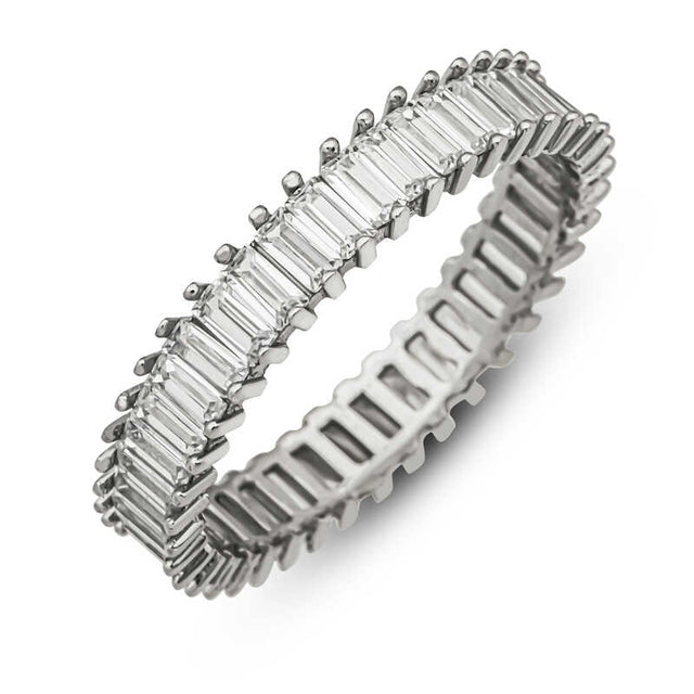 Sterling Silver Baguette Eternity Ring - Full Circle Band