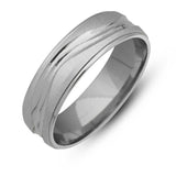 Ring - Rhodium Plated Silver Wavy Textured Band
