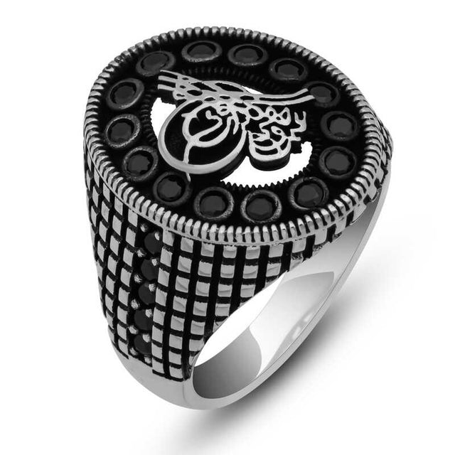 Premium Authentic Ottoman Tughra Silver Mens Ring