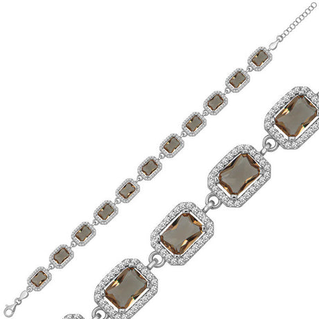 Silver-Tone Zultanite & Zirconia Halo Statement Bracelet