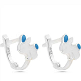 Kids' Sterling Silver Rabbit Huggie Hoop Earrings - Blue Enamel
