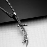 Zulfiqar Sword Statement Necklace - Intricate Calligraphy Silver-Tone Pendant